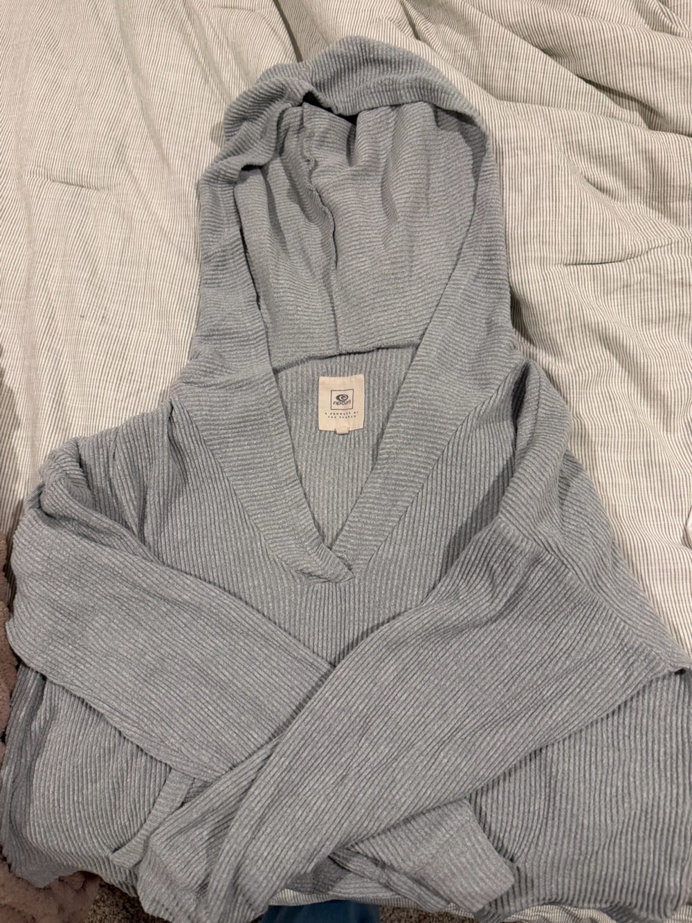 Rip Curl Light Gray Ribbed Shawl Collar Jacket